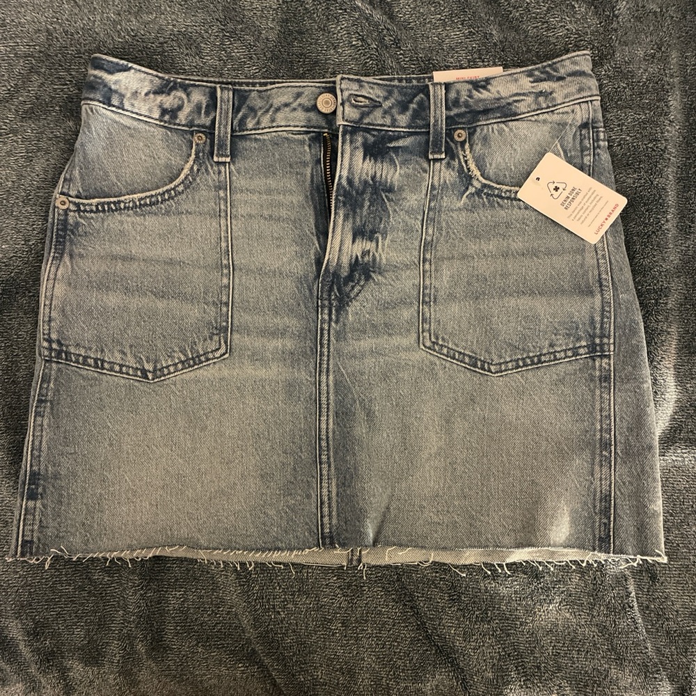 Lucky Brand Gray and Blue Mini Pencil Skirt